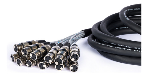 Multicabo Espaguetado 12 Vias Com Conectores Xlr - 8 Metros