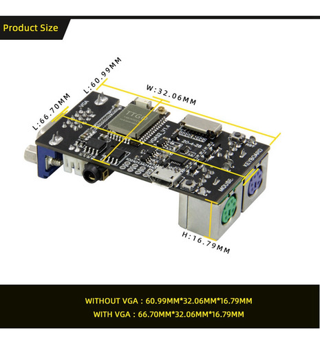 Controlador Fabgl Vga32 Vga Esp32 Pram Module V1.4 Ps/2 Mous