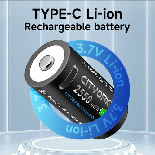 4 Pz Cr123 Cr123a Recargable Tipo C Estuche Y Cable