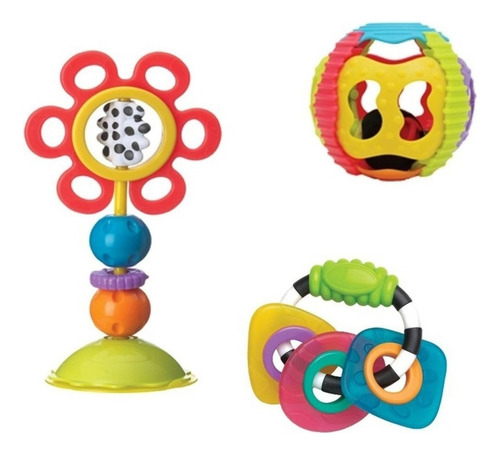 Set 3 Juguetes Para Bebe Mordillo Texturizado Twist & Rattle