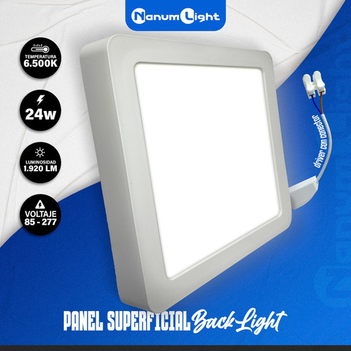 Panel Cuadrado Superficial Back Light 24w (85-277v) Nanum