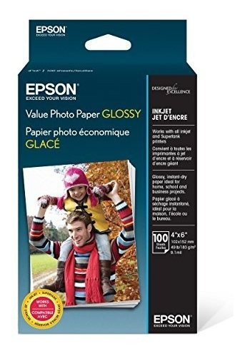 Papel Fotográfico Epson Value Brillante, 4 X 6, 100 Hojas (s