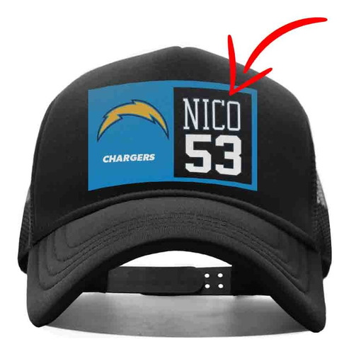 Gorra Personalizada Los Angeles Chargers Con Tu Nombre Black