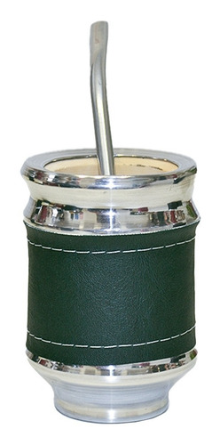 Imagen 6 de 7 de Equipo Matero Completo Set Verde Mate Madera Eco Cuero Kit
