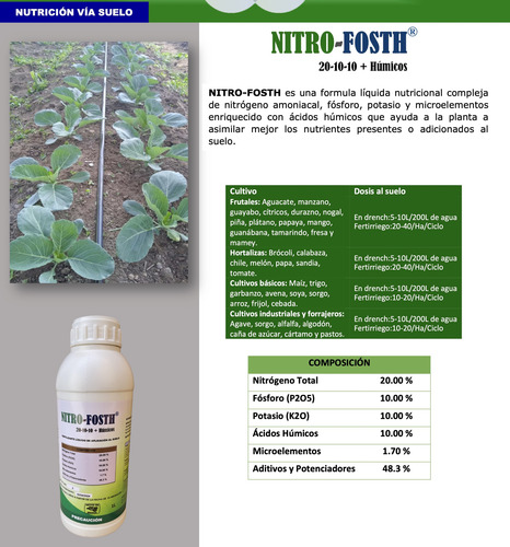 Nitro-fosth 20-10-10 Fertilizante Vía Suelo Grupo Neam 1 L