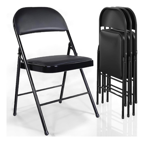 Givimo 4 Pack Folding Chair, Set Of 4, Black