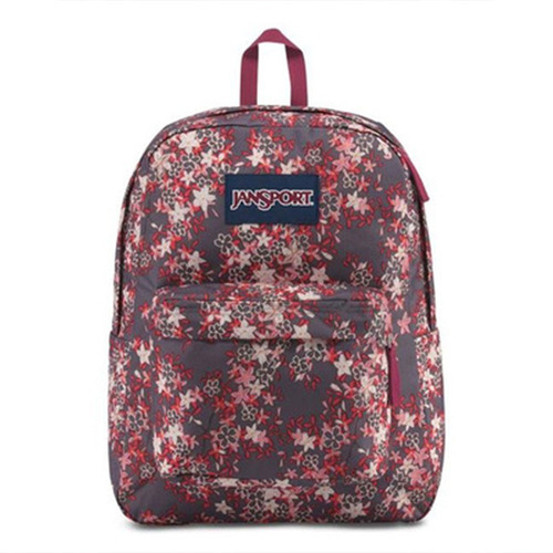 Mochila Jansport Original Superbreak Gris Hojas Rosas Maple