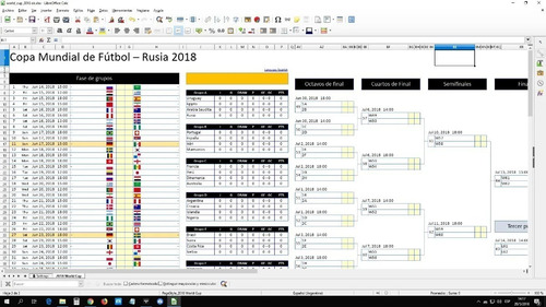 Fixture Rusia 2018 Excel El Mejor!