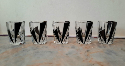 Hermosos 5 Pequeños Vasos De Cristal Art Deco Karl Palda