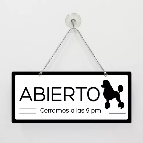 Letrero Abierto Cerrado Colgante Para Veterinaria Horario Pe