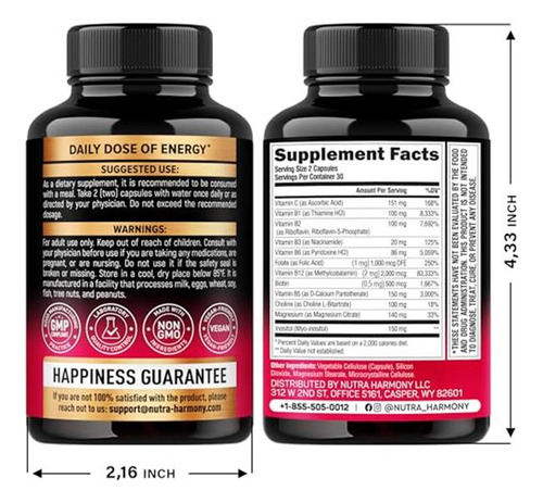 Nutraharmony Complejo Vitaminas B Con Vitamina C 60 Cápsulas
