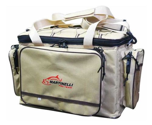 Imagem 5 de 8 de Bolsa De Pesca Martinelli Pro-team G Cor Bege + Estojo Isca