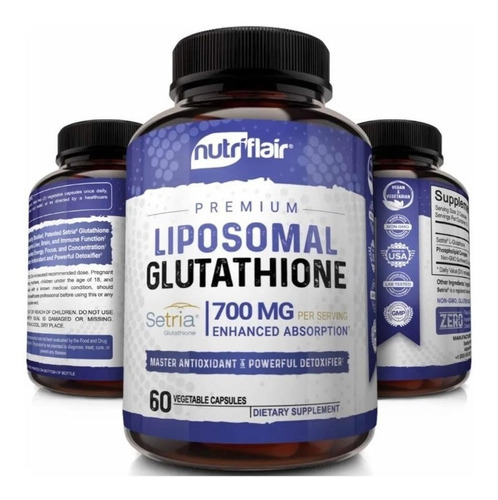 Liposomal Glutathione 700mg 60 Caps Nutriflair Antioxidantes Sabor Neutro