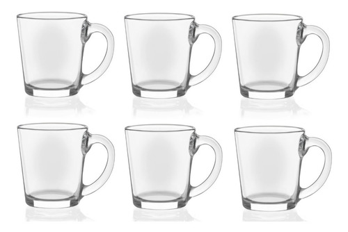 Juego De Tazas De Vidrio 6pz, Crisa 400ml, Para Café Y Té Color Blanco Taza400ml