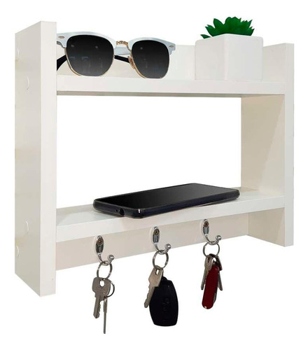 Porta Chave De Parede Suporte P/ Chaveiro Decorativo Branco