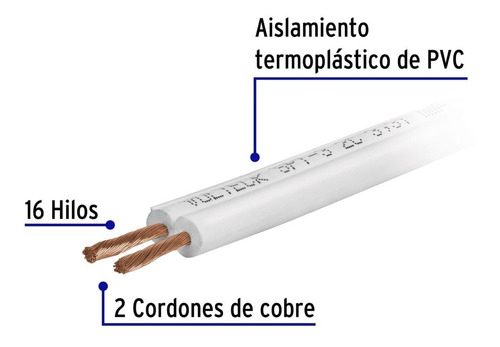 Cordón Duplex Flexible Spt 18 Awg Rollo 100 M Volteck 46069