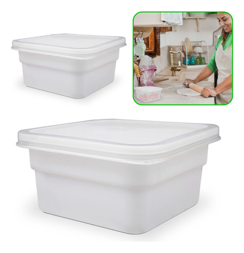 Kit 2 Caixa Baixa Pote C/ Tampa 2l Geladeira Microondas