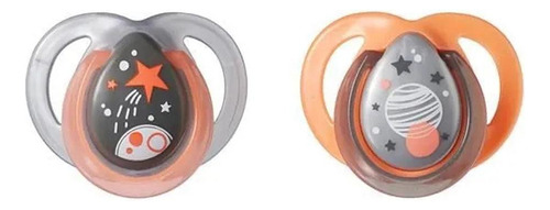 Chupetes Tommee Tippe Night Time, color naranja y gris, de 0 a 6 meses