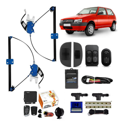 Kit Vidro Eletrico Uno 1984 A 2014 2 P Trava Alarme Canivete