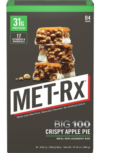 Met-rx Big 100crispy Apple Pie Meal Bars, 4 Count