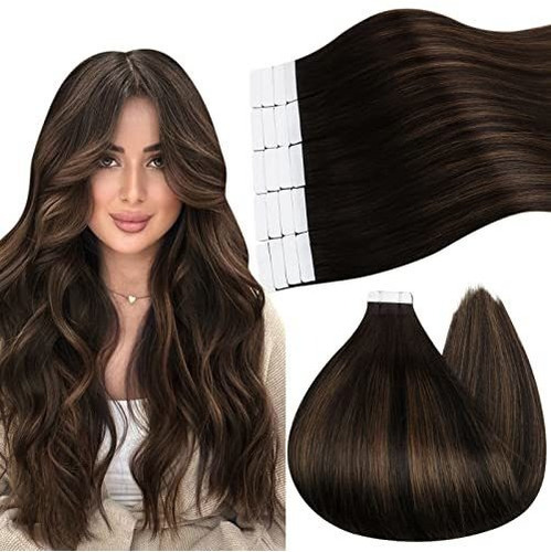 Ugeat 16inch Tape In Hair Extensions Darkest Brown Kbmzx