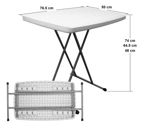Mesa Plegable De Servicio 76.5x50cm 3 Alturas Para Eventos