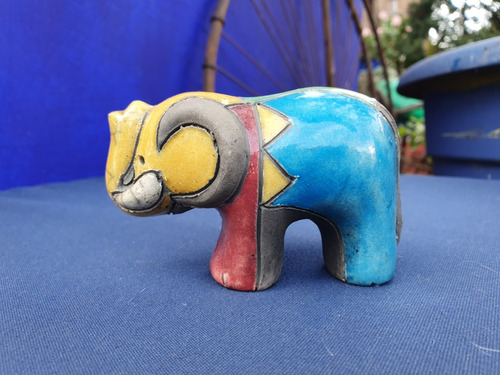 Adorno Ceramica Raku Elefante Origen Sudáfrica