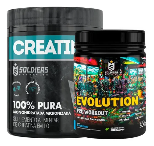 Kit Creatina 300g + Pré-treino Evolution 300g Soldiers