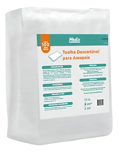 Toalha Para Banho Leito Lenço Assepsia Na Cama 100un Branco