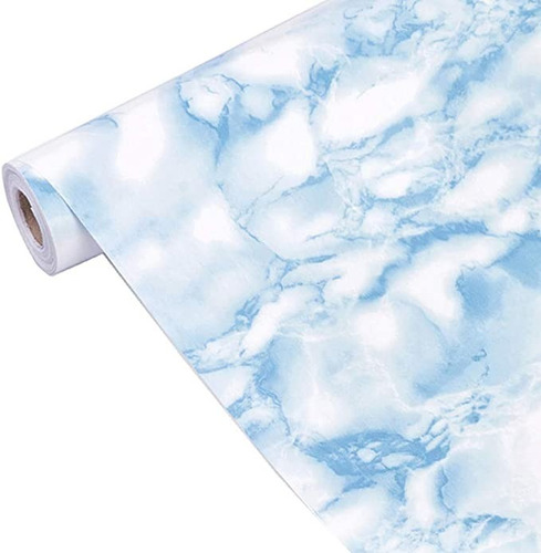 Papel Tapiz Adherible Marmol Premium Azul 10m X 45cm Tp118
