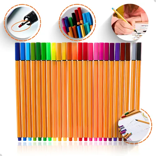 Kit 24 Cores Canetas Coloridas Esferográficas Ponta Fina Top Lara...