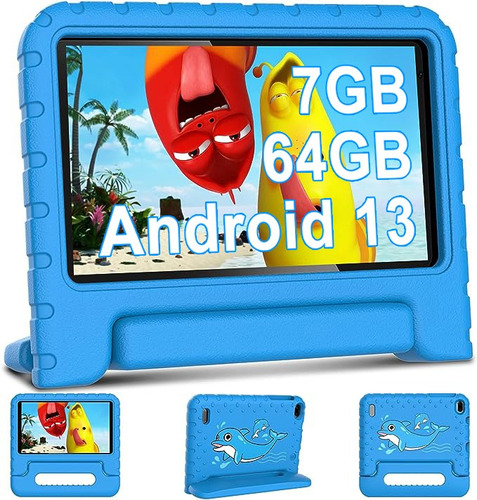  Tablet Para Niños 7'' 7gb+64gb Android 13 Wifi Con Eva Fund