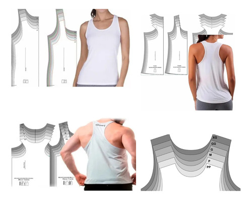 Projeto Moldes Regatas Masculina E Feminina Varios Modelos