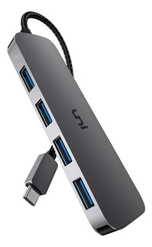 Hub Uni Usb C 4 Puertos Usb 3.0 De Aluminio Con Thunderbolt Cable