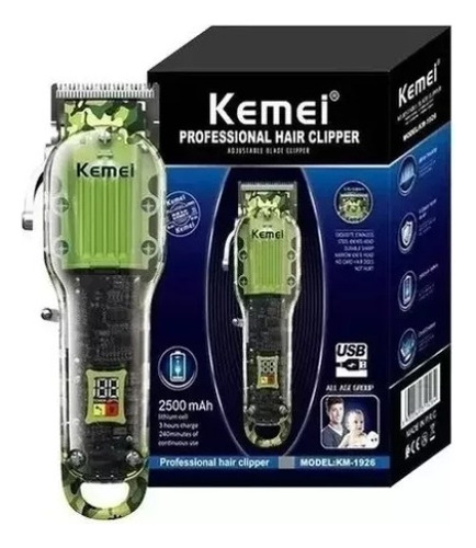 Maquina Peluquería Inalámbrica Kemei Militar Profesional Led