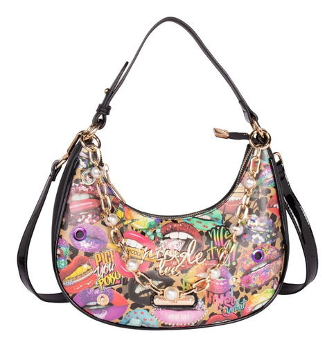 Bolsa Shoulder Nicole Lee Estampada Con Detalle Perlas Ss23