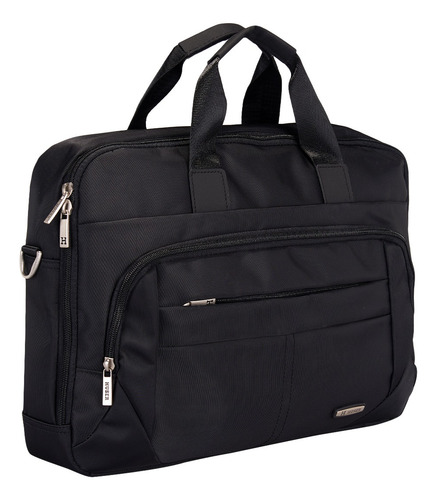 Portafolio Huser Hombre H70100 Acabado De Los Herrajes Niquel Color Negro Color De La Correa De Hombro Negro Diseño De La Tela Liso