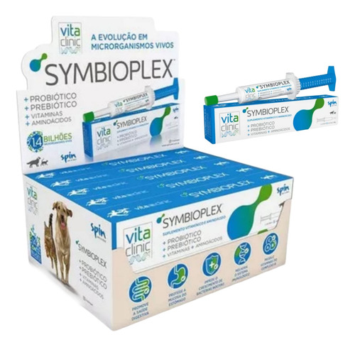 Kit 12 Symbioplex Probiótico E Prebiótico Cães E Gatos 14 G