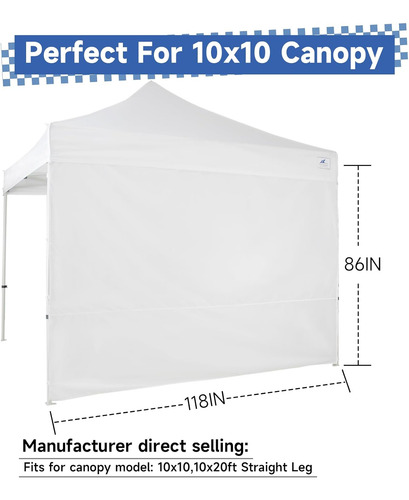 Pared Lateral De Toldo Impermeable 10x10 Blanco