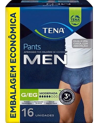 Calça Fralda Geriátrica Masculina Tena Pants Roupa Intima Tamanho G/EG