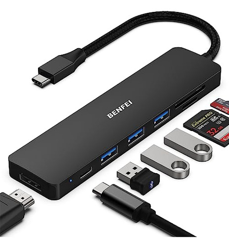 Benfei Usb C Hub 7in1, Adaptador Multiport Usb C Hub Con Usb