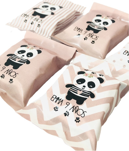  Golosinas Personalizadas X 30 Osito Panda Rosa  Candy Bar 
