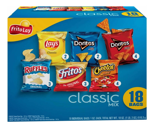 Frito-lay Sabritas Snack Classic Mix 18pzsimportado