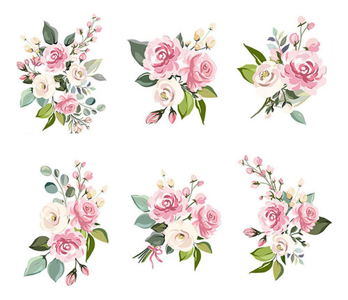 6 Piezas De Calcomanías De Flores Para Pared, Elegantes Y