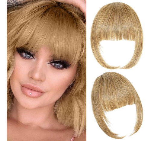 Clip In Bangs, Cabello Humano 100% Real, Tenue, Marrón Oscur