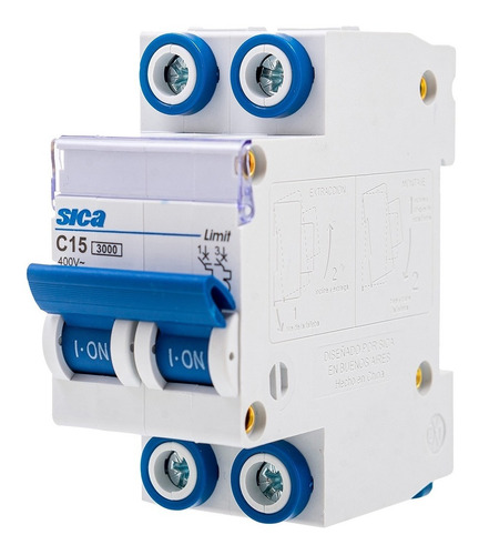 Imagen 3 de 6 de Llave Térmica Sica - Bipolar 15a - Capacidad 3000a - Iram