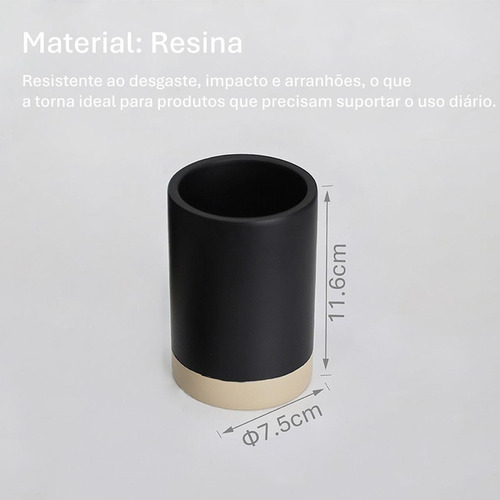 Lumai Kit Lavabo Acessórios De Resina E Bandeja De Bambu