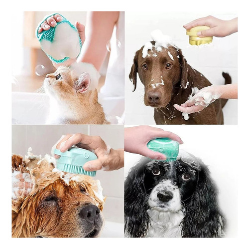 Cepillo Para Perro De Baño Masajeador Dispensador De Shampoo