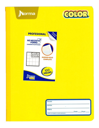 Cuaderno Profesional100h Norma Color 360 Cosido Cuadro 7mm P