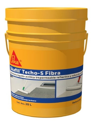 Impermeabilizante Para Techos Sikafill Techo-5 Fibra X 20l